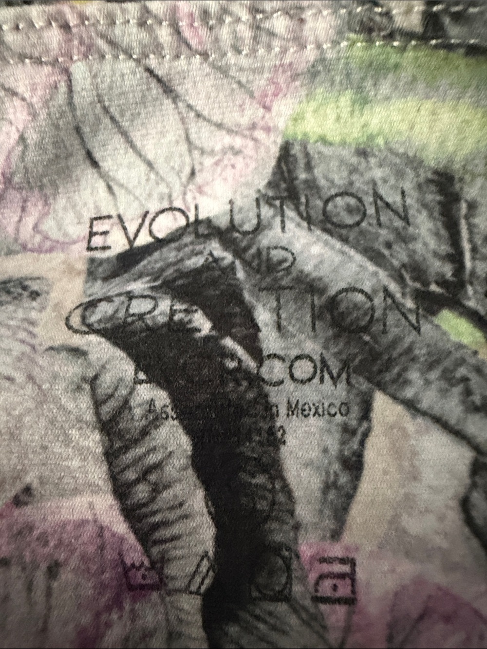 Evolution and Creation Butterfly Floral Leggings - Gray, Purple, Pink, Green - Picture 2 of 3